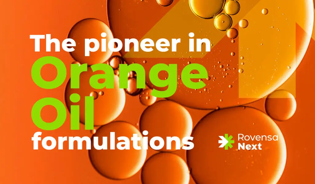 Rovensa Next Orange Oil, derived from citrus sinensis peels, is revolutionizing agriculture sustainably. Certified for organic farming and exempt from Maximum Residue Limits (MRL), this versatile solution offers swift, comprehensive protection with just one application. Join us in transforming agriculture sustainably with Rovensa Next Orange Oil.